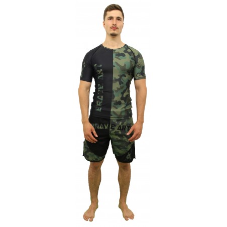 T-Shirt Fast Dry Front Liner Brave Art Camo Vert et Noir - BA23TS