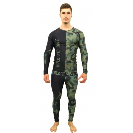 Rashguard Manches Longues Front Liner Brave Art Camo Vert et Noir - BA23LS