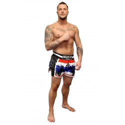 Brave Art Muay Thai Shorts – White, Blue & Red
