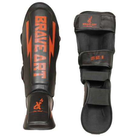 Protège-Tibias et pieds Classic One PU Brave Art Noir et Rouge - PTPUBR