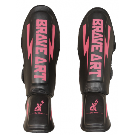 Brave Art Classic One Shin & Foot Guards – Black & Pink – PTPUBP