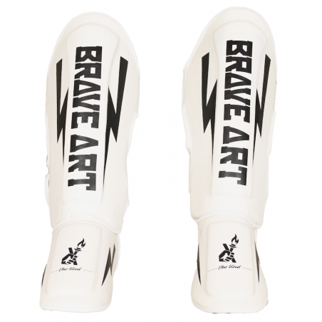 Brave Art Classic One Shin & Instep Guards – White & Black – PTPUWB