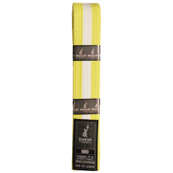 Ceinture BJJ enfant Brave Art jaune et blanche – coton robuste M00–M4