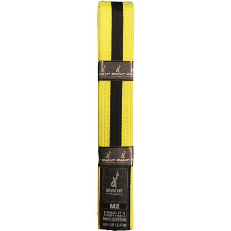 Ceinture BJJ enfant Brave Art jaune et noire – coton résistant M00–M4