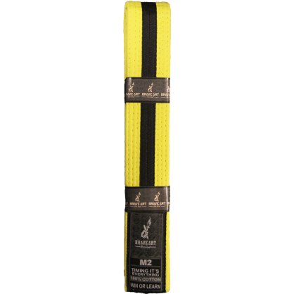 Ceinture BJJ enfant Brave Art jaune et noire – coton résistant M00–M4
