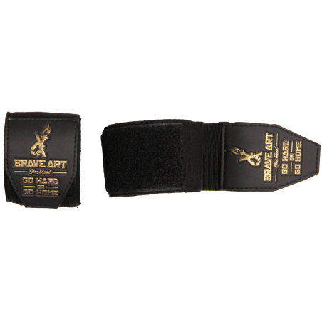 Brave Art Boxing Hand Wraps 4.5m Black – Gold Logo, Silicone Strap