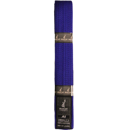 Ceinture JJB Brave Art Bleue – Premium, 100 % Coton, Progression & Excellence