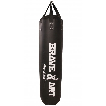 Sac de frappe long cuir noir 1,8m – robuste, stable et élégant – Brave Art