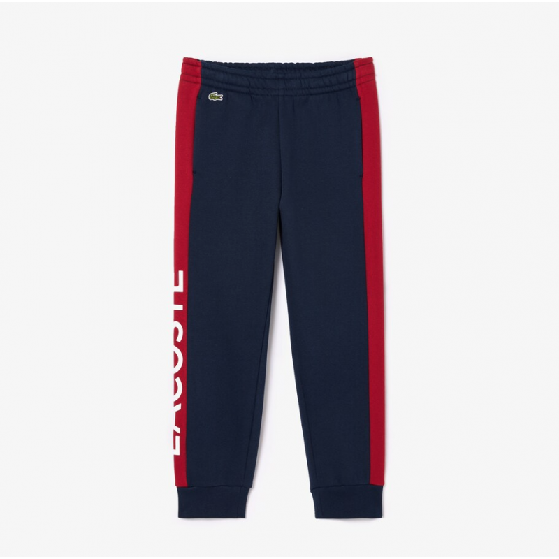 Pantalon de survêtement enfant Lacoste en coton biologique et polyester recyclé - XJ5327-ISV Pantalon de survêtement enfant Lacoste en coton biologique et polyester recyclé - XJ5327-ISV