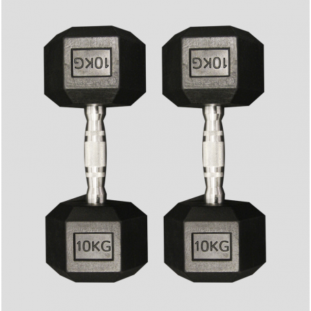 Hex Dumbbell 10 kg – Haltère hexagonal stable, poignée ergonomique, revêtement protecteur