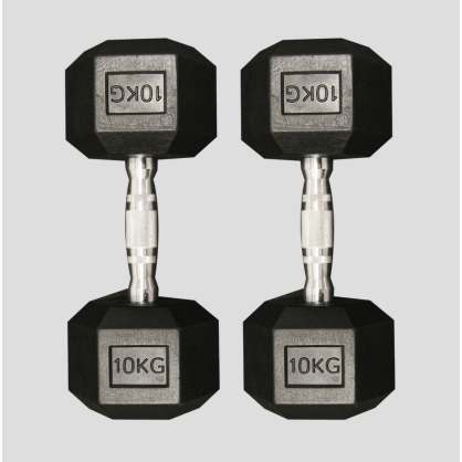 Hex Dumbbell 10 kg – Haltère hexagonal stable, poignée ergonomique, revêtement protecteur