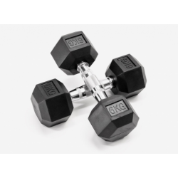 Hex Dumbbell 6 kg – Haltère hexagonal compact, poignée striée, revêtement protecteur