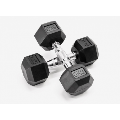 Hex Dumbbell 6 kg – Haltère hexagonal compact, poignée striée, revêtement protecteur
