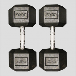 Hex Dumbbell 20 kg – Haltère hexagonal anti-roulement, prise striée, revêtement protecteur