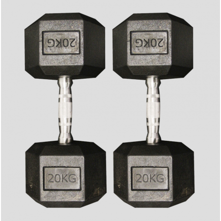 Hex Dumbbell 20 kg – Haltère hexagonal anti-roulement, prise striée, revêtement protecteur