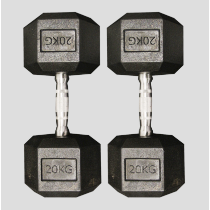 Hex Dumbbell 20 kg – Haltère hexagonal anti-roulement, prise striée, revêtement protecteur
