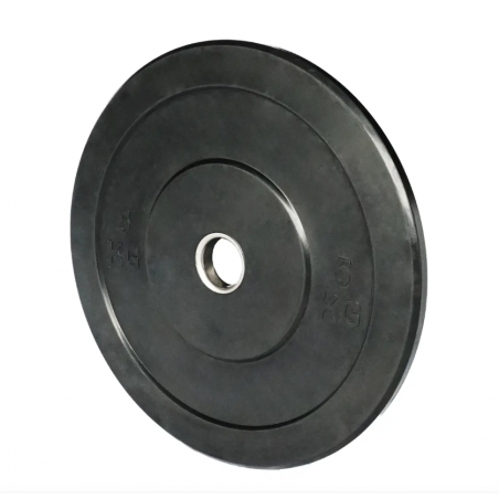 Bumper Plate 5kg en Caoutchouc Noir – Résistante, élégante, idéale pour entraînement progressif