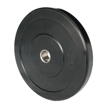 Bumper Plate 15kg en Caoutchouc Noir – Absorption des chocs, durabilité et design sobre