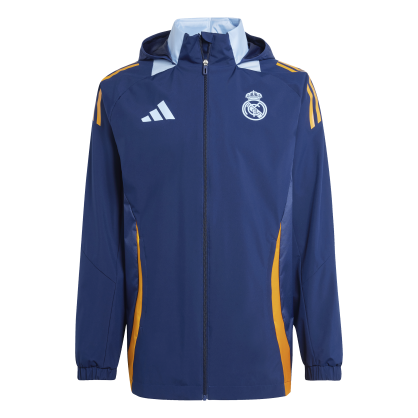 Veste tout temps Real Madrid Adidas – Imperméable, capuche ajustable, poches zippées | JE4204