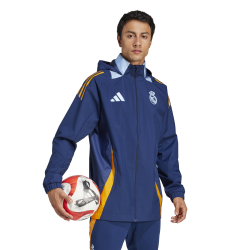 Veste tout temps Real Madrid Adidas – Imperméable, capuche ajustable, poches zippées | JE4204