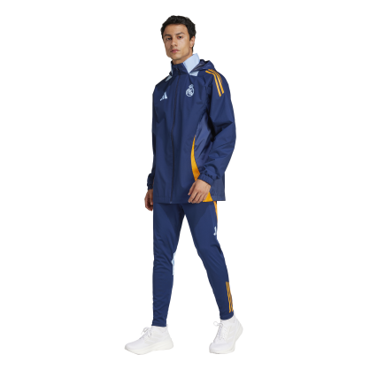 Veste tout temps Real Madrid Adidas – Imperméable, capuche ajustable, poches zippées | JE4204