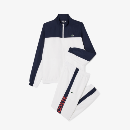 Survêtement Tennis Homme Lacoste Blanc – Taffetas Recyclé et Style Sportif Élégant