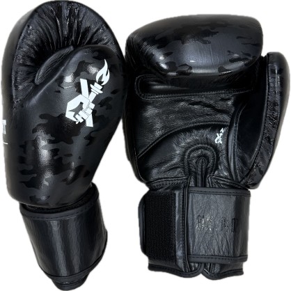 Brave Art Black Shadow Boxing Gloves – Full-Grain Leather | High Performance for Muay Thai & Kickboxing