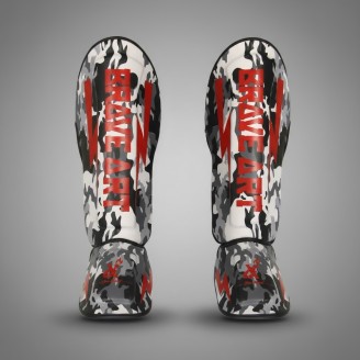 Brave Art Classic One Shin & Instep Guards – Black, White & Grey Camo