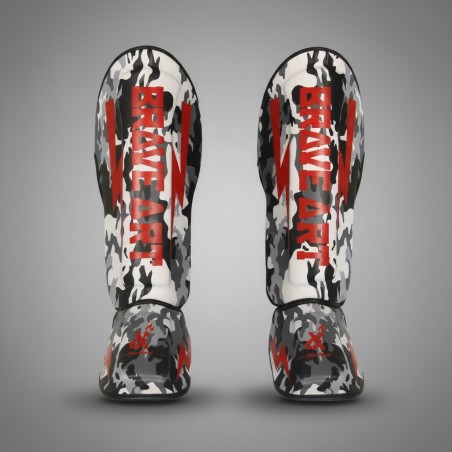 Brave Art Classic One Shin & Instep Guards – Black, White & Grey Camo