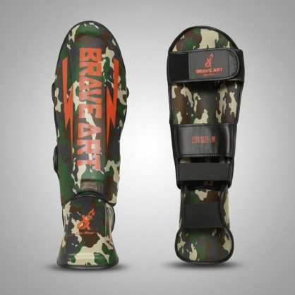 Brave Art Shin Guards Green Beige Camo – MMA, Kickboxing, Muay Thai