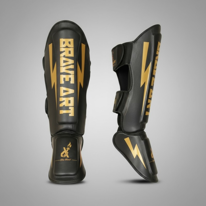 Brave Art Classic One Shin & Instep Guards – Black & Gold