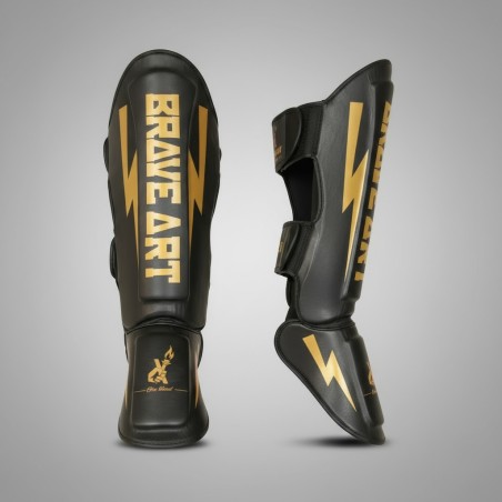 Brave Art Classic One Shin Guards – Black & Gold MMA Gear