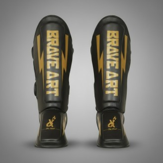 Brave Art Classic One Shin & Instep Guards – Black & Gold