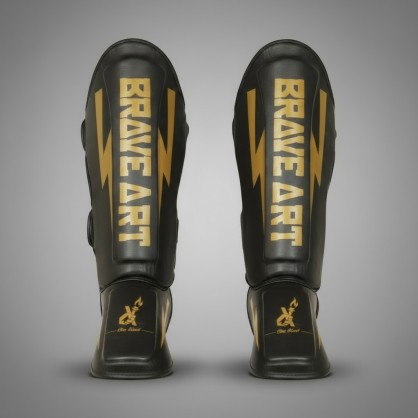 Brave Art Classic One Shin Guards – Black & Gold MMA Gear