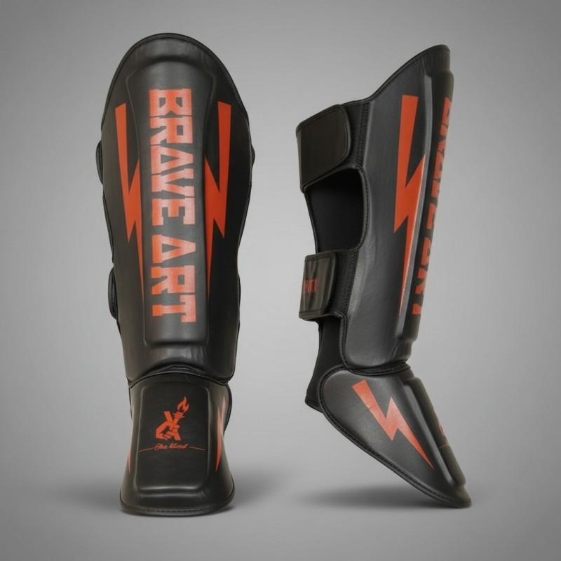 Brave Art Classic One Shin & Foot Guards – Black & Red Brave Art Classic One Shin & Foot Guards – Black & Red