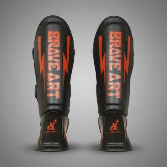 Brave Art Classic One Shin & Foot Guards – Black & Red