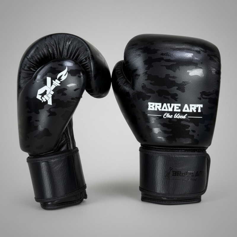 Brave Art Black Shadow Boxing Gloves in Full-Grain Leather Brave Art Black Shadow Boxing Gloves in Full-Grain Leather
