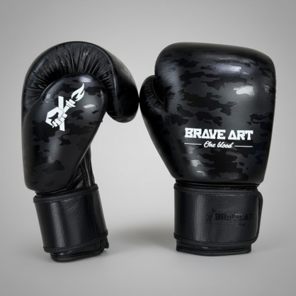 Brave Art Black Shadow Boxing Gloves – Full-Grain Leather | High Performance for Muay Thai & Kickboxing