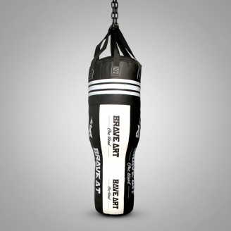 Brave Art Leather Uppercut Bag Black White – 60 kg Pro Training