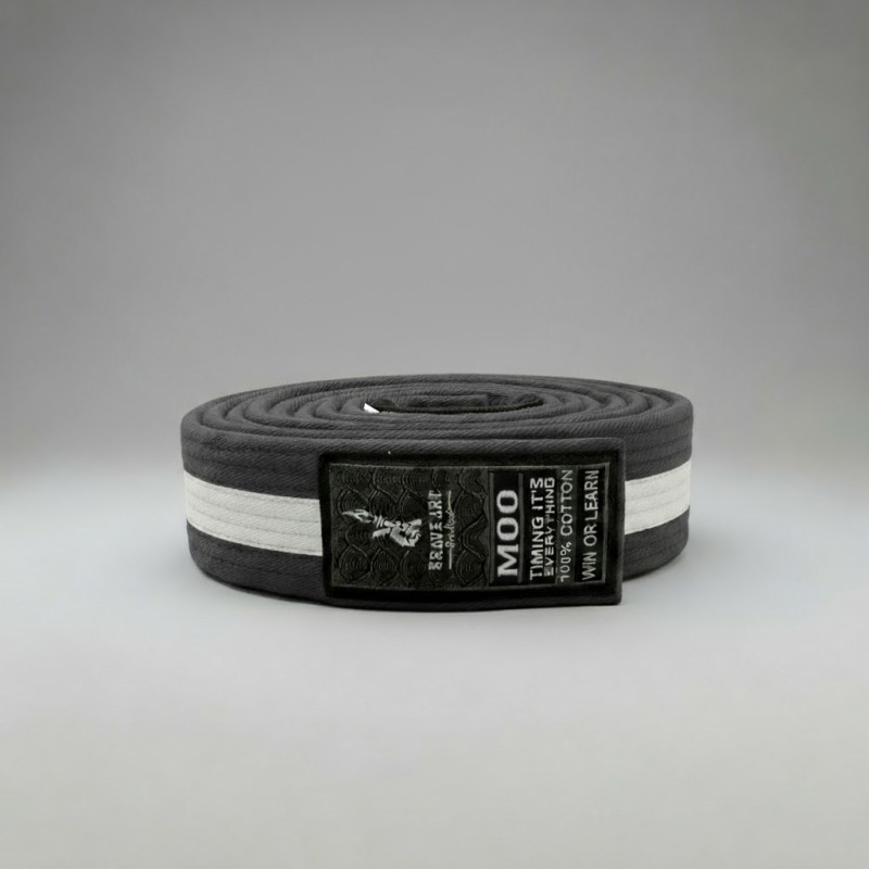 Brave Art Kids BJJ Belt Grey and White