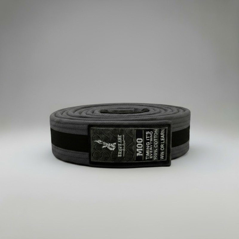 Brave Art Kids BJJ Belt Grey and Black Brave Art Kids BJJ Belt Grey and Black