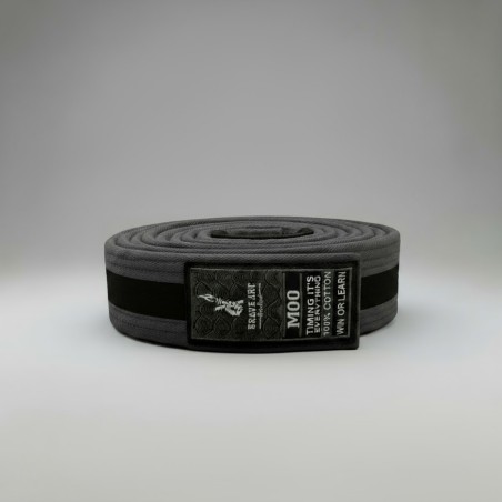 Brave Art Kids BJJ Belt Grey & Black – 100% Cotton, M00–M4