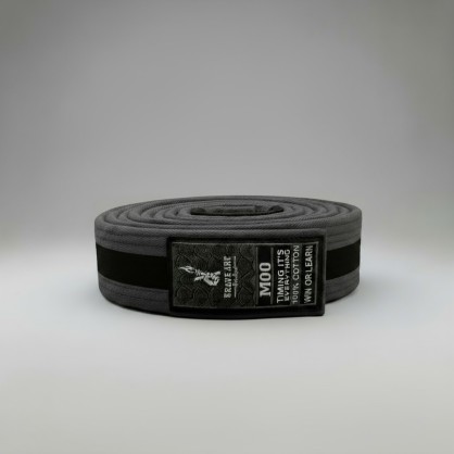 Brave Art Kids BJJ Belt Grey & Black – 100% Cotton, M00–M4