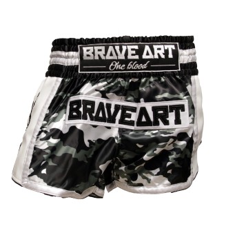 Short Muay Thaï Satiné Camouflage Brave Art
