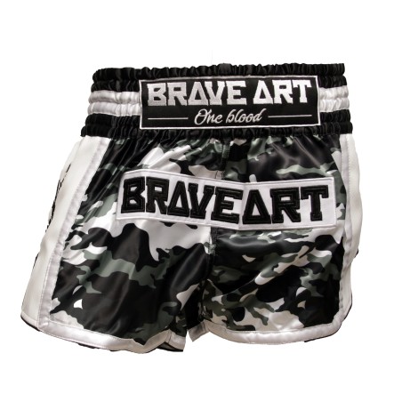 Short Muay Thaï Satiné Camouflage Brave Art