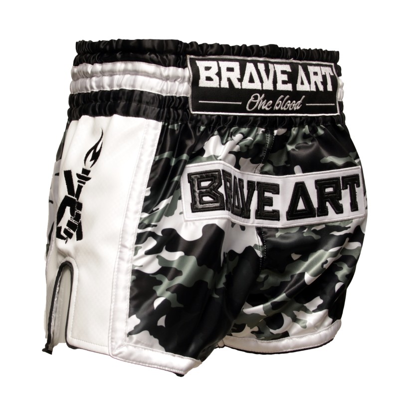 Short Muay Thaï Satiné Camouflage Brave Art