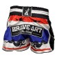 Brave Art Muay Thai Shorts – White, Blue & Red