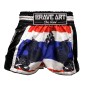 Brave Art Muay Thai Shorts – White, Blue & Red