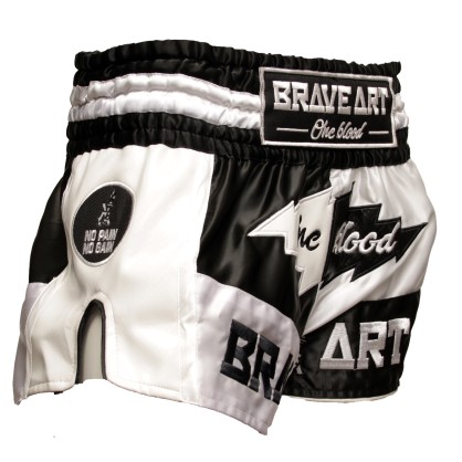 Brave Art Muay Thai Light Night Shorts – Black & White – BATSLN