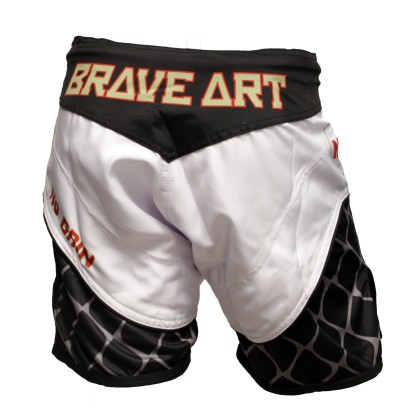 Short MMA Octogone Brave Art – Blanc & Noir – MMASHOCT